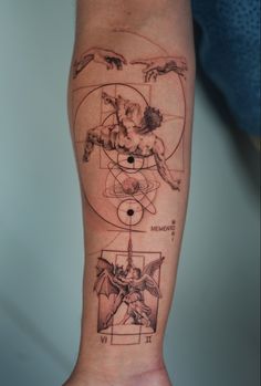 a person with a tattoo on their arm that shows the creation of an individual's body