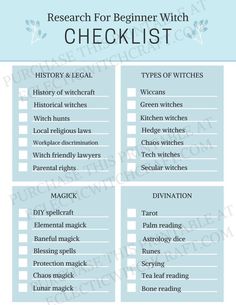 Witch Checklist, Witch Research, Eclectic Witchcraft, Research Topics, Beginner Witch, Witch History, Card Artwork, Witchcraft Spells For Beginners, Witch Tools