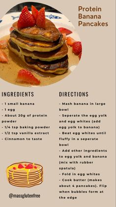 a recipe for pancakes with strawberries on top