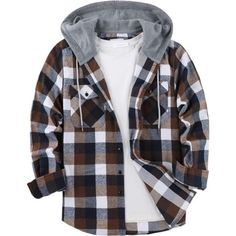 *Ultra-Soft Flannel Fabric: The Ultimate Blend Of Comfort And Style With Our Men’s Flannel Plaid Shirt. Crafted From Ultra-Soft, Breathable Flannel Fabric, This Shirt Promises A Snug Yet Flexible Fit That Keeps You Warm Without The Bulk. The Stylish Hooded Design And Single-Row Button Closure Ensure A Sleek, Modern Look That Adds A Touch Of Edge To Your Wardrobe *Modern Hooded Design: Elevate Your Style With This Flannel Plait Shirt’s Hooded Design And Single-Row Button Closure. This Contemporar Casual Plaid Hooded Flannel Shirt, Cotton Long Sleeve Hooded Jacket For Fall, Cotton Hooded Jacket With Long Sleeves For Fall, Plaid Long Sleeve Hoodie For Outdoor, Casual Long Sleeve Winter Flannel Shirt, Hooded Tops For Outdoor Fall Season, Fall Cotton Hooded Jacket With Long Sleeves, Casual Plaid Hooded Jacket With Pockets, Hooded Plaid Flannel Shirt