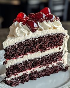 🍰 Black Forest Cake 🍰 Ingredients: For the Chocolate Cake: - 1 3/4 cups all-purpose flour - 3/4 cup unsweetened cocoa powder - 2 cups granulated sugar - 1 1/2 teaspoons baking powder - 1 1/2 teaspoons baking soda - 1 teaspoon salt - 2 large eggs - 1 cup whole milk - 1/2 cup vegetable oil - 2 teaspoons vanilla extract - 1 cup boiling water For the Filling: - 1 jar (24 oz) Morello cherries, drained (reserve juice) - 1 cup heavy whipping cream - 1 tablespoon powdered sugar - 1 teaspoon vanill... Morello Cherries, Japanese Drinks, Unsweetened Cocoa Powder, Cherry Desserts, Black Forest Cake, Forest Cake, Whipping Cream, Take The Cake, Dessert Cupcakes