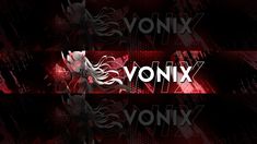 the word vonix is displayed in front of a dark background with red and white designs