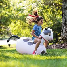 SWEET MOO RIDE: There’s a crew of racin’ cows, y’all! Your “brand moo” ride is ready to take you straight to the barnyard racing arena. Go ahead, win big! NEW MOO CREW: Your cow pal comes made with inflatable, heavy-duty vinyl measuring 19”L x 45”W x 39”H with weight capacity of 200 lbs. HOLD ON TIGHT: Each Hop ‘n Go comes with ergonomic handles so you can hold on tight and have the ride of your life WEIGHTED BOTTOMS: The cows won’t be running off anytime soon. Each Hop ‘n Go comes with weighted Kids Indoor Gym, Toddler Climbers, Holidays 2023, Tumble Mats, Cow Colour, Indoor Gym, Barn Parties, Soft Play Equipment, The Barnyard