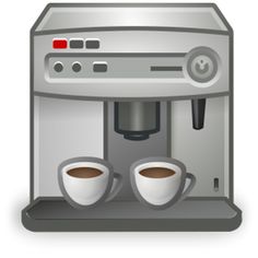 two cups of coffee are in front of the machine