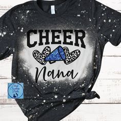 Cheer Nana Blue Unisex Bleached Shirt Brand: Gildan Softstyle  Color: Heather Charcoal Gray Available Sizes: Small-3x Ships within 5-7 Business Days  Ships USPS First Class with tracking Upon receipt of your order please leave a rating as it helps grow my small business and receive funding for the item purchased. Thank you! Cheerleader Competition, Cheer Grandma, Grammy Gift, Cheer Competition, Bleach Shirt, Bleached Shirt, Nana Shirts, Competitive Cheer, Family T Shirts