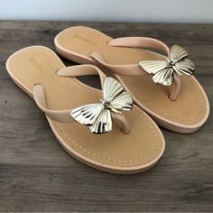 Nude/Cream Flip Flops With Butterfly Charm. Butterfly Is Made Of Plastic And Slightly Flexible. New With Tags Smoke Free Home Pet Friendly Home *Bundle 2 Or More Items To Save 20% Off Bundle And Save On Shipping Please Feel Free To Message Me With Any Questions! Nude Flip Flops, Red Shoes Flats, Braided Leather Sandals, Rhinestone Slides, Rose Gold Sandals, Strappy Platform Sandals, Brown Wedge Sandals, Rhinestone Sandals, Strap Sandals Women