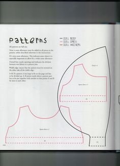 an open book with instructions on how to sew the top part of a dress