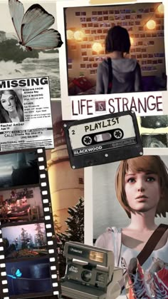 a collage of photos with the words life is strange