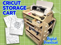 the cricut storage cart is made from wood