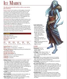 an article in the ice maiden magazine, with information about how to use her costume