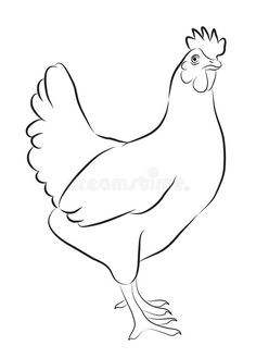 a chicken with a crown on it's head and legs, outline drawing royalty illustration