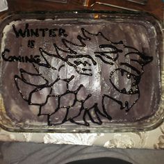 a cake that has been decorated with writing on it