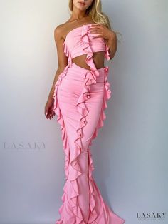 Luxurious Rowan Maxi Skirt Luxury Pink Party Sets, Long Bodycon Skirt, Long Skirt Suits, Ruffle Tube Top, High Waist Long Skirt, Summer Party Outfit, Aesthetic Dress, Birthday Party Outfits, Knit Maxi Skirt