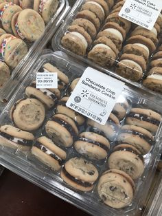 many different kinds of cookies in plastic containers