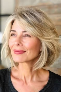 33 Chic Short Hairstyles For Women Over 40 - The Hairstyle Edit Hairstyle For Women Over 40, Feathered Bob Hairstyles, Hair Doos, Feathered Bob, Fall Blonde Hair, Hairstyle For Women, Layered Bob Short, Hairstyles 2024, Haircut Types