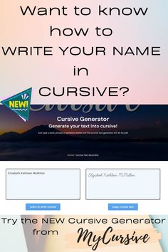 The cursive generator from MyCursive.com lets your type in any word and see it changed into cursive, in real time. Learn Cursive, Learn To Write Cursive, Name In Cursive, Cursive Text, Learning Cursive, Cursive Words, Write Your Name, Text Generator