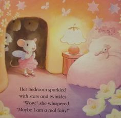 a children's book with an image of a little mouse and her bed room