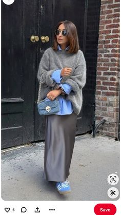 Grey Green Outfit Women, Grey And Lavender Outfits, Sunday Look Outfits, Cold Weather Party Outfit, Comfy Work Outfit, Looks Adidas, Trendy Work Outfit, City Outfit, La Outfits