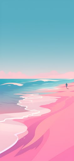 A serene beach scene with a harmonious blend of pink and blue hues, creating a tranquil aesthetic ideal for an iPhone or Android wallpaper. Beach Digital Art, Cool Aesthetic Wallpaper, Aesthetic Wallpaper Pink, Cuadros Diy