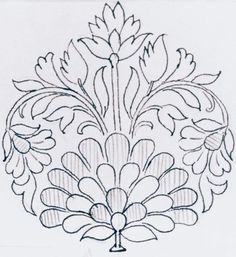 a drawing of a flower with leaves on it