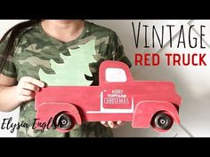 Update your home with these amazing vintage porch decor ideas that bring lively classic styles to your porch with only a few additions! Red Truck Christmas Decor Ideas, Little Red Truck Christmas Decor, Scroll Saw Christmas Projects, Holiday Decor Diy Christmas, Christmas Scroll, Holiday Decor Diy, Thrifting Diy, Christmas Woodworking