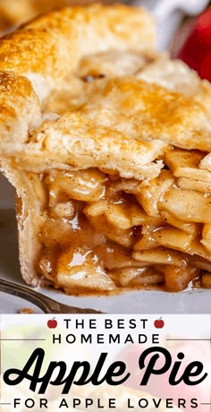 the best homemade apple pie for apple lovers is on display in front of an advertisement