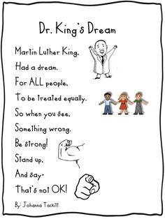 a handwritten poem for dr king's dream with pictures of children holding hands