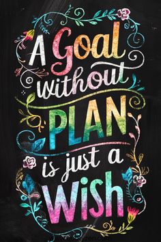 a chalkboard with the words a goal without plan is just a wish