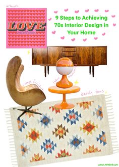 an image of a chair and rug with the words love on it