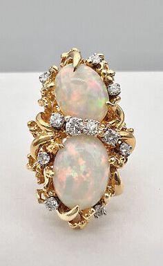 Opal And Diamond Ring, Bijoux Art Nouveau, Opal Diamond Ring, Australian Black Opal, Gems Jewelry, Gorgeous Jewelry, Opal Jewelry, Pretty Jewellery, Antique Rings