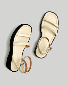 The Birdie Double-Strap Platform Sandal Madewell Sandals, Office Casual Outfit, Weekend Activities, Trending Sandals, Madewell Shoes, Leather Slide Sandals, Leather Slides, Work Shoes, Sandals Summer