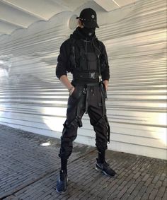 Tactical Wear Aesthetic, Cyberpunk Techwear Fashion, Warcore Outfits Men, Techwear Men Outfit, Dark Wear Men, Dark Techwear, Tech Wear Aesthetic