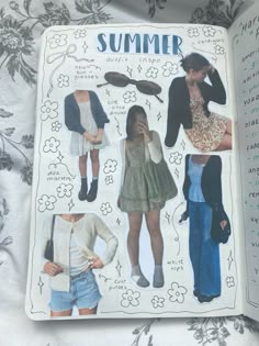 an open book with pictures of women's clothes on it and the title, summer