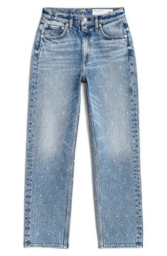 rag & bone Harlow Rhinestone Straight Leg Jeans | Nordstrom Sparkle Jeans, Bedazzled Jeans, Sequin Jeans, Rhinestone Jeans, Outfit Plan, Embellished Jeans, Upcycled Fashion, Rock On, Rag And Bone