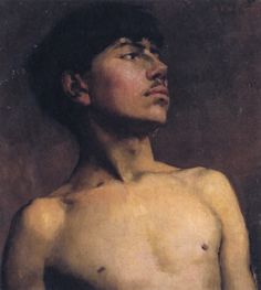 a painting of a man with no shirt on