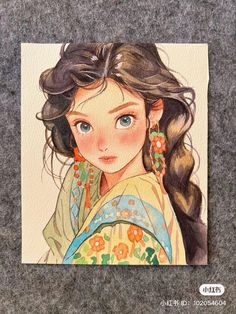 Anime Potrait Paintings, Anime Painting Watercolor, Anime Fanart Watercolor, Gouache Anime Art, Studio Ghibli Art Gouache, Professional Illustration, رسم كاريكاتير, Watercolor Art Face, Cool Pencil Drawings