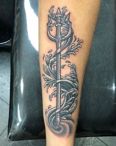 Trident Tattoos, Ukrainian Tattoo, Skull Rose Tattoos, Sea God, Anchor Tattoo Design, Panda Tattoo, Geometric Tattoo Arm