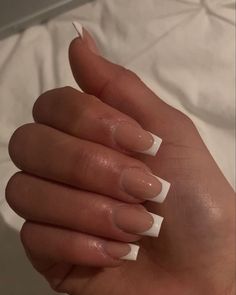 Nails 2024 Medium Length French Tip Nails Square, French Acyrilics Nails, Plain French Tip Nails Acrylic, Square Nails Inspo Aesthetic, Medium Length Acrylic Nails French Tips, Medium Tapered Square Nails French Tip, Normal French Tip Nails, L French Tip Nails, Nail Inspo French Tip Square