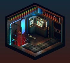 an image of a sci - fi room with neon lights