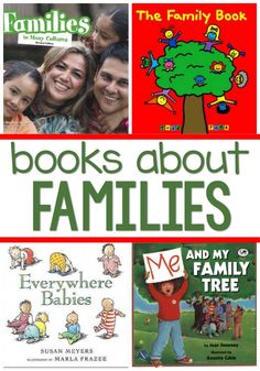 children's books about families and their family tree with text overlaying them