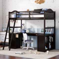 PRICES MAY VARY. 【Space-Saving Loft Bed with Desk】This loft bed twin is equipped with a spacious U shape desk, 2-tier open shelves ,cabinet and storage drawers which perfectly serves homes with limited space. it takes advantage of the floor space, and allows for a cozy rest, extra work or study area, or entertainment space and makes a great piece of furniture for growing families. 【Sturdy Wooden Loft Bed Twin】This loft bed with storage and desk anchors your child's room in timeless style. crafte Twin Bed With Desk, Bed With Storage And Desk, Loft Bed With Desk Underneath, Open Shelves Cabinet, Loft Twin Bed, Bed With Desk Underneath, Espresso Bed, Loft Bed Twin, Wooden Loft Bed