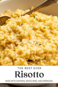 the best ever risotto made with saffroni, white wine and parmesan