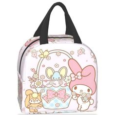 Stay Fashionable And Cute With This Adorable Kawaii Sanrio My Melody Lunchbag In A Lovely Pink Color Featuring Hello Kitty. This Lunch Carrier Purse Bag Is Brand New And Perfect For Carrying Your Lunch In Style. Ideal For Fans Of The Hello Kitty Franchise, This Item Is A Must-Have For Any Lover Of Animation Art And Merchandise. Perfect For Both Kids And Adults, This Lunchbag Is A Fun And Practical Way To Show Off Your Love For All Things Kawaii. Pink Cartoon Print Travel Bag, Cute Multicolor Cartoon Print Bags, Pink Kawaii Bag With Cute Design, Kawaii Multicolor Bags With Cute Design, Cartoon Style Cute Rectangular Bag, Kawaii Rectangular Lunch Bag For School, Cute Rectangular Pink Lunch Bag, Pink Bags With Cartoon Print For Daily Use, Kawaii Hello Kitty Print Rectangular Bag