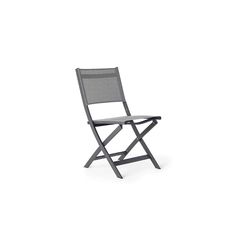 a black folding chair against a white background