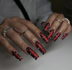 Red Nail Design, Red Chrome Nails, Red Chrome, Red Nail Art, Chrome Nails Designs, Red Christmas Nails, Red Nail Designs, Nail Design Ideas