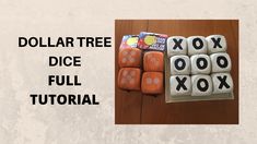 dollar tree dice full of xoxo and other toys on a table with the text dollar tree dice full of xoxo