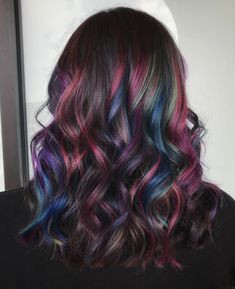 Crazy Hair Color Ideas For Brunettes, Oil Slick Hair Color Brunettes, Vivid Hair Color Ideas For Brunettes, Peacock Hair Color, Oil Slick Hair Color, Indian Hair Cuts, Oil Slick Hair, Peacock Hair, Bridal Hair Buns