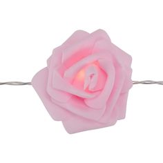 a pink rose on a wire with a light in the middle