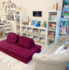 the children's room is clean and ready for their guests to use it as a library