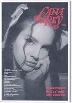 the cover of lana del're magazine, featuring an image of a woman with her hand on her head